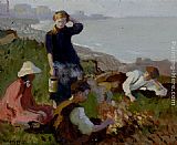 Harold Harvey The Bonfire painting